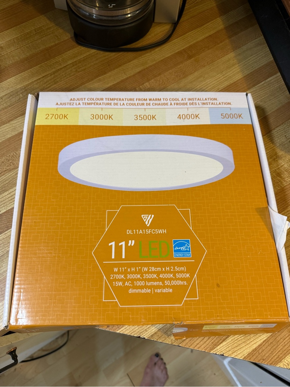 11" LED Ceiling Light - White and Orange Box